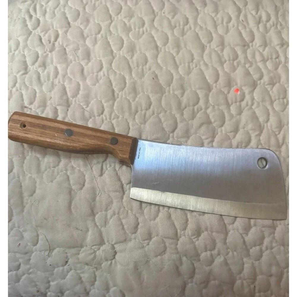 Vintage Carl Hoff Meat Cleaver Great Blades Since 1895 Made In Japan Wood Handle